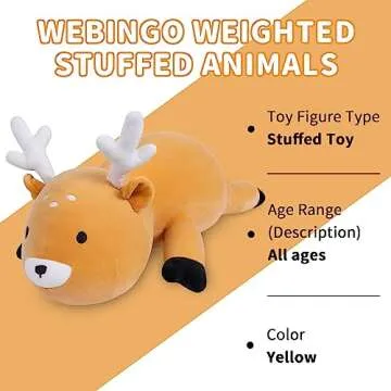 WeBingo Weighted Stuffed Animals, 24" Weighted Deer Plush Toy 4.2 Lb Soft Pillow Cute Giant Plushie Gifts for Kids & Adults(Deer)