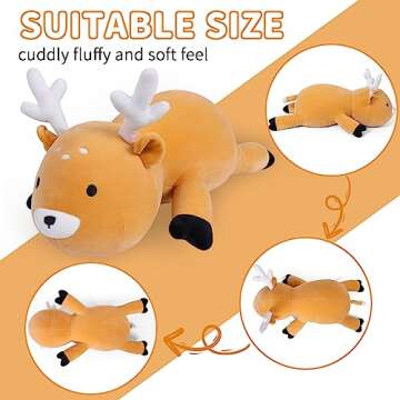 WeBingo Weighted Stuffed Animals, 24" Weighted Deer Plush Toy 4.2 Lb Soft Pillow Cute Giant Plushie Gifts for Kids & Adults(Deer)