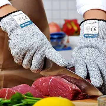 Dowellife Cut Resistant Gloves Food Grade Level 5 Protection, Safety Kitchen Cut Gloves for Chef Oys...