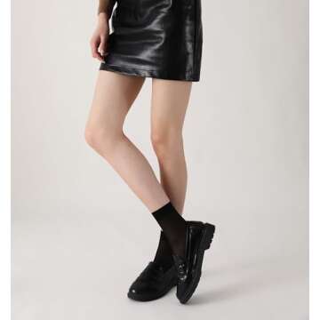 Fitu Women's 10 Pairs Pack Nylon Ankle Tights Hosiery Socks (Black) One Size Black