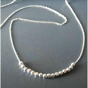 Annika Bella Beaded Sterling Silver Choker Necklace, 15-17 Inches Chain, 925 Silver Beads Necklaces, Chain Chokers for Women, Tarnish-Resistant, Dainty Gift for Her