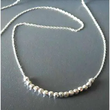 Annika Bella Beaded Sterling Silver Choker Necklace, 15-17 Inches Chain, 925 Silver Beads Necklaces, Chain Chokers for Women, Tarnish-Resistant, Dainty Gift for Her