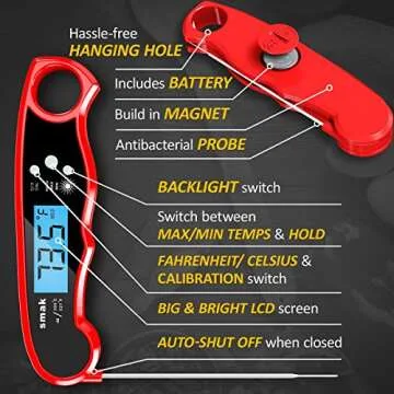 Smak Instant Read Meat Thermometer - Quick, Accurate, Waterproof