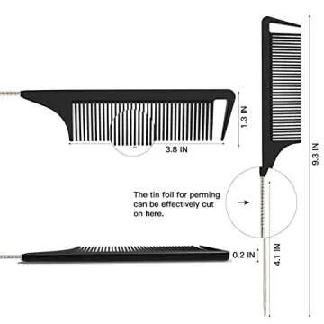 Yumflan Hair Comb, Rat Tail Comb for Braiding Hair, Fine Tooth Hair Comb with Stainless Steel Pintai...