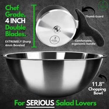 Fast Salad Prep with Stainless Steel Cutter Bowl
