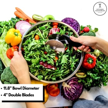 Fast Salad Prep with Stainless Steel Cutter Bowl