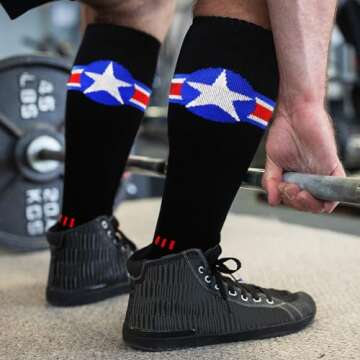MOXY Socks Black with Red, White, and Blue American Star Performance Knee-High Socks