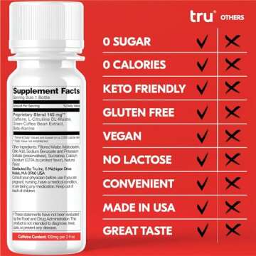Tru Power Shot, Watermelon Flavored Extra Strength Energy Shots - Zero Sugar Pre Workout Drink plus Amino Acids and Green Coffee Bean - Natural Caffeine, GF, Keto, Vegan Supplement, 2oz (Pack of 24)
