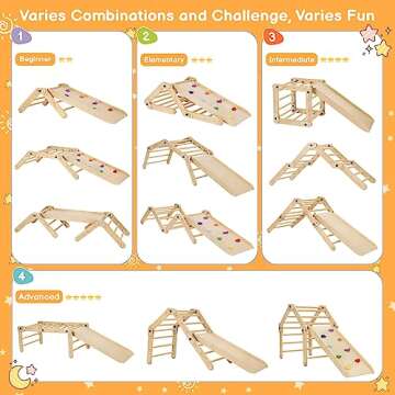 Dripex Pikler Triangle Set, X-Large Climbing Triangle with Reversible Ramp and More Than 20 Playing Modes, Premium Early Learning Montessori Climbing Toys for Toddler Kids