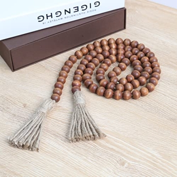 58in Natural Wood Bead Garland for Rustic Decor