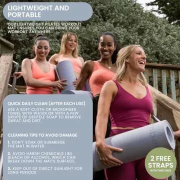 Lindywell Pilates Mat - Our non slip yoga mat is 10mm thick 6 feet long & 26 inches wide giving you support, stability, and plenty of space to move through your workouts and stretching - TPE foam -