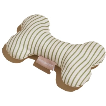 Reese+Murphy Green Striped Bone Shaped Plush Dog Toy 8" - Dog Toys for Medium & Large Dogs - Squeaky...