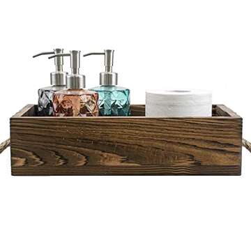 Kingrol Bathroom Decor Box, Toilet Paper Holder, Wood Box Storage Bin Tray, Rustic Bathroom Kitchen ...