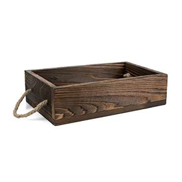 Kingrol Bathroom Decor Box, Toilet Paper Holder, Wood Box Storage Bin Tray, Rustic Bathroom Kitchen Table Counter Farmhouse Decor (Brown)