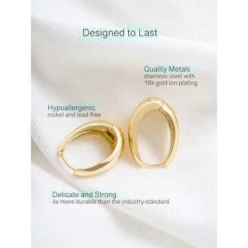 Altitude Boutique 18K Gold Teardrop Hoop Earrings for Women
