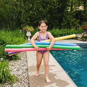 Big Joe Swim Noodle 35 Pack Pool Noodles, Red, Blue, Green, Purple, Yellow Foam, 4.5 feet, 55"L x 2"W x 2"H each