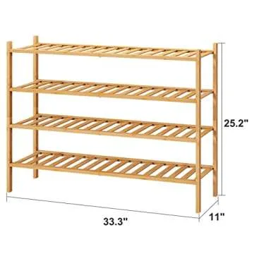 viewcare Bamboo Shoe Rack, 4-Tier Functional Storage Solution