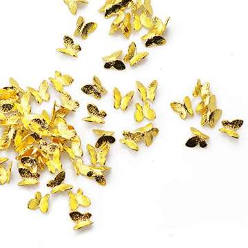 20 Pcs/Bag Nail Manicure 3D Metal Fash Butterfly Decoration Gold Alloy Jewelry Nail Tool Nail Art Nail Decoration DIY Tool