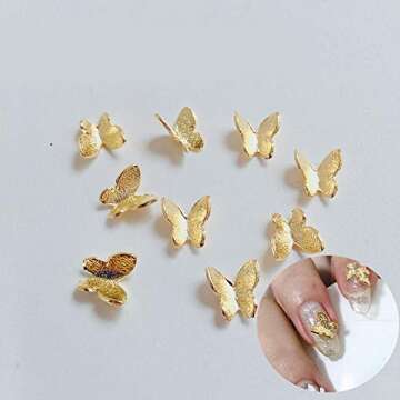 20 Pcs/Bag Nail Manicure 3D Metal Fash Butterfly Decoration Gold Alloy Jewelry Nail Tool Nail Art Nail Decoration DIY Tool