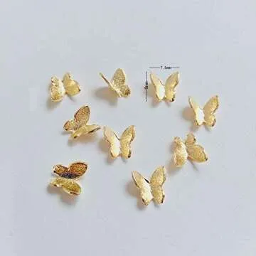 20 Pcs/Bag Nail Manicure 3D Metal Fash Butterfly Decoration Gold Alloy Jewelry Nail Tool Nail Art Nail Decoration DIY Tool
