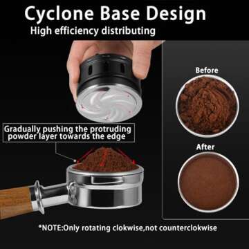 MHW-3BOMBER 51mm Espresso Coffee Distributor, Gravity Espresso Distribution Tool with Breather Hole and Wooden Top, Coffee Leveler Tools for 51mm Machine Portafilter, T6099