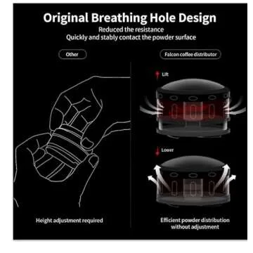 MHW-3BOMBER 51mm Espresso Coffee Distributor, Gravity Espresso Distribution Tool with Breather Hole and Wooden Top, Coffee Leveler Tools for 51mm Machine Portafilter, T6099