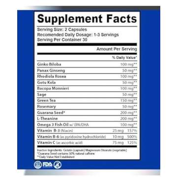 Healthy Mind - Safe for Teens - Brain Fog - Cognitive Function - Concentration - Focus - Neural Opti...