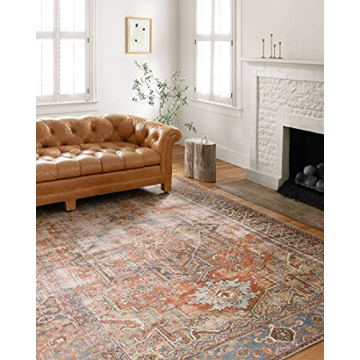 Loloi II Loren Terracotta/Sky 2'-6" x 7'-6" Runner Rug
