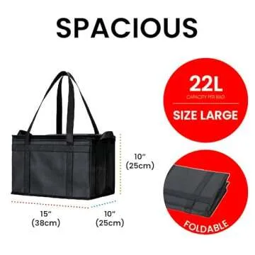 NZ home Insulated Cooler Bag and Food Warmer (Large, 2 pack) for Food Delivery & Grocery Shopping wi...