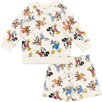 Disney Mickey Mouse Donald Duck Goofy Toddler Boys French Terry Sweatshirt & Shorts White 3T