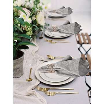 Feyarl Set of 4 Crystal Napkin Rings Sparkly Bling Napkin Holders Table Dinner Napkin Holder for Wedding Centerpieces Special Occasions Celebration Festival Decoration