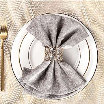 Feyarl Set of 4 Crystal Napkin Rings Sparkly Bling Napkin Holders Table Dinner Napkin Holder for Wedding Centerpieces Special Occasions Celebration Festival Decoration