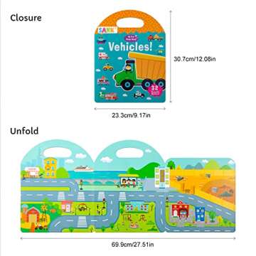 Sank Portable Jelly Quiet Book, Toddler Busy Book, 6 Themes Activities Preschool Activity Learning Books for Babies Ages 3-6 (Vehicles)