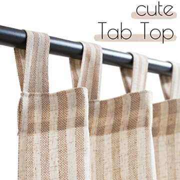 jinchan Tab Top Linen Kitchen Curtains 24 Inch Striped Tier Curtains Ticking Stripe Small Drapes for...