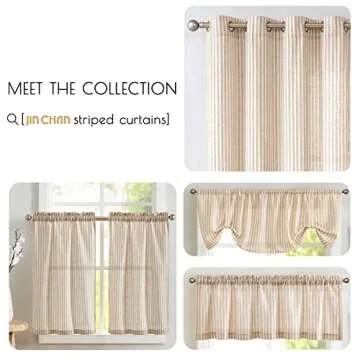 jinchan Tab Top Linen Kitchen Curtains for Every Space