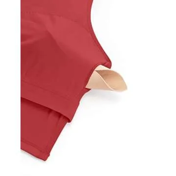 CRZ YOGA Women's High Neck Longline Sports Bra - Padded Racerback Yoga Bra Crop Tank Top with Built in Shelf Bra Purplish Red Medium