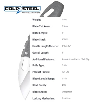 Cold Steel Mini Tuff Lite Compact EDC Folding Knife