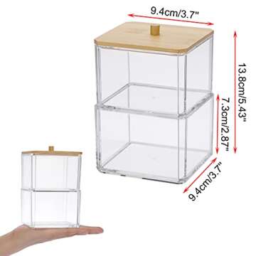 Hipiwe 2-Tier Clear Acrylic Q-tip Dispenser Holder