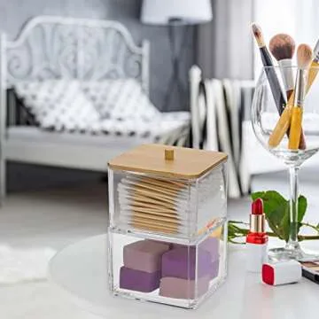 Hipiwe 2-Tier Clear Acrylic Q-tip Dispenser Holder