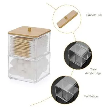 Hipiwe 2-Tier Clear Acrylic Q-tip Dispenser Holder