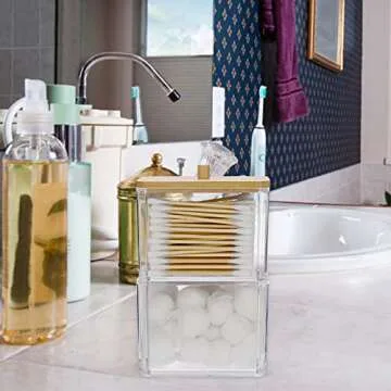 Hipiwe 2-Tier Clear Acrylic Q-tip Dispenser Holder