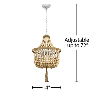 Stylish Wood Bead Pendant Chandelier with LED Bulbs
