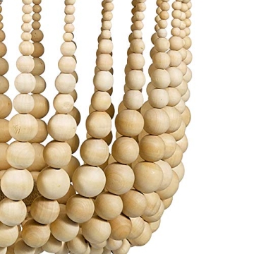 Stylish Wood Bead Pendant Chandelier with LED Bulbs