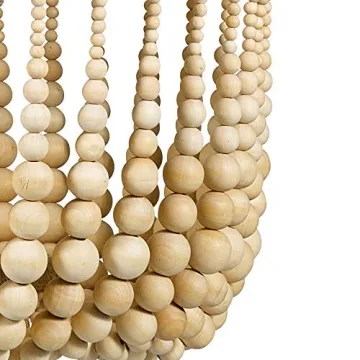 Stylish Wood Bead Pendant Chandelier with LED Bulbs