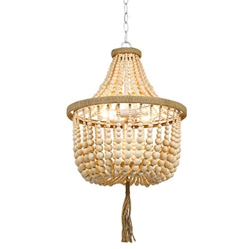 Stylish Wood Bead Pendant Chandelier with LED Bulbs