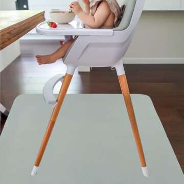 Splat Mat for Under High Chair/Arts/Crafts by CLCROBD, 51" Baby Anti-Slip Food Splash and Spill Mat for Eating Mess, Waterproof Floor Protector and Table Cloth (Gray)