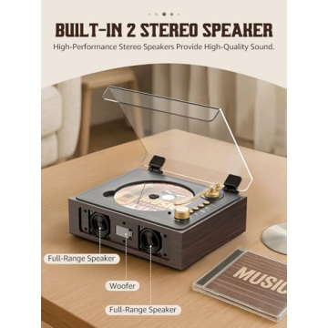 CD Player with Built-in Speakers Bluetooth Retro Portable CD Players for Home Music Player with Remo...