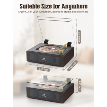 Retro Portable Bluetooth CD Player with Remote and Speakers