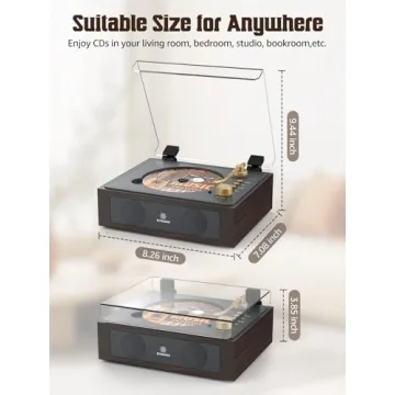 Retro Portable Bluetooth CD Player with Remote and Speakers