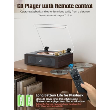 Retro Portable Bluetooth CD Player with Remote and Speakers